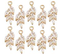 BENECREAT 10pcs Véritable Breloque Feuille en Laiton Plaqué Or 18K, Cubic Zirconia Wheat Charms pour les Résultats de Fabrication de Bijoux à Bricoler Soi-Même, Trou: 1.2mm