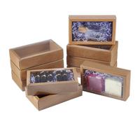 BENECREAT 12 boîte à Tiroirs en Papier Kraft Boîte à Savon Rectangulaire Faite Maison de 17.2x10.2x4.2cm avec Étiquettes Vierges Boîtes D'Emballage pour Cadeaux de Mariage Bijoux Artisanat