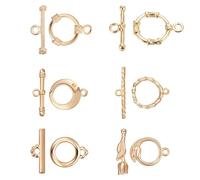 BENECREAT 12 Ensembles Plaque Or 18K Fermoir a Bascule pour Collier Bracelet Fabrication de Bijoux - 6 Style Mixte