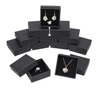 BENECREAT 12 Pack Noir Mat Kraft Carton Bijoux Boîtes à bijoux pour Bracelets Bagues Boucles D'oreilles Collier, Velvet Rempli Carton Bijoux Emballage Coffrets Cadeaux 7,3x7,3x3cm