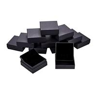 BENECREAT 12 Pack Noir Mat Kraft Carton Bijoux Boîtes à bijoux pour Bracelets Bagues Boucles D'oreilles Collier, Velvet Rempli Carton Bijoux Emballage Coffrets Cadeaux 10x10x3,5cm