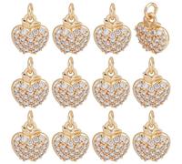 BENECREAT 12 pendentif en Or Véritable Plaqué Or 18 carats Pendentifs en Laiton en Forme de Pomme Breloque en Laiton Micro Pavée avec Zircone Cubique Transparente pour la Fabrication de Bijoux
