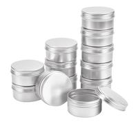 BENECREAT 12 pots de 80 ml en aluminium, boîtes de conserve rondes en aluminium pour contenants de cosmétiques avec couvercle à bouchon à visser pour le bricolage et artisanat-Platine