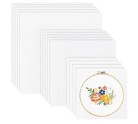 BENECREAT 12 tissu à Broder en Coton Blanc 3 tailles Tissu de Coton Ramie Carré de 20/30/40cm Tissu de Broderie Naturel pour Broderie à la Main Décoration de Pot de Fleur
