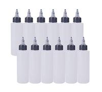 BENECREAT 12Pack 120ml Bouteilles de Distribution en Plastique Squeeze avec Bouchon de Torsion Noir, buse Ouverte/fermee - Bon pour l'artisanat, Art, Colle, Multi-usages