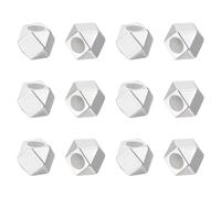 BENECREAT 12pcs Perles Intercalaires en Argent Sterling 925, 3mm Perle Métallique à Facettes, Perles Polyèdres, Résultats de Bijoux avec 1 Pcs Tissu de Polissage pour la Fabrication de Bijoux