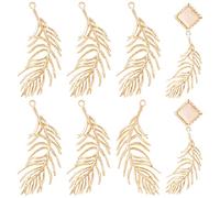 BENECREAT 12pcs Véritables Pendentifs Plumes en Laiton Plaqué Or 18K, Pendentifs à Breloques en Plumes de 37.5x12.5x1.5 mm pour Boucles d'oreilles, Colliers, Bracelets., Trou: 1.2mm