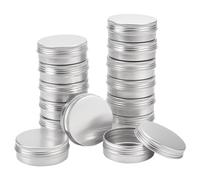 BENECREAT 14 Pots de 60 ML en Aluminium, boîtes de Conserve Rondes en Aluminium, Contenant en Plastique avec Couvercle à Bouchon à Visser pour Le Bricolage et Artisanat, Stockage-Platine