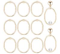 BENECREAT 14pcs Pendentifs à Lunette Ouverte en Laiton Plaqué Or Véritable 18K, Charmes de Cadre Creux Ovale de 27x20x1.5 mm pour la Bijoux de Fleurs Pressées en Résine UV Bricolage, Trou: 1x3mm