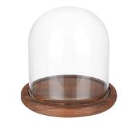 BENECREAT 14x13cm Fleur Transparente Éternelle Couvercle en Verre, Cloche Dome Micro Paysage avec Base en Bois Massif pour DIY Flower Craft