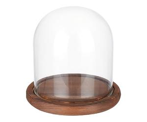 BENECREAT 14x13cm Fleur Transparente Éternelle Couvercle en Verre, Cloche Dome Micro Paysage avec Base en Bois Massif pour DIY Flower Craft