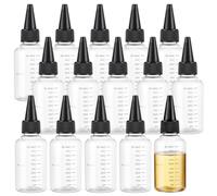 BENECREAT 15 Pcs 500ml Bouteilles à Presser en Plastique Transparent avec Graduation Bouchon Supérieur Torsadé Noir Bouteille de Distribution en Plastique Transparent pour Liquide Gels