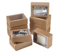 BENECREAT 16 boîte à Tiroirs en Papier Kraft Boîte à Savon Rectangulaire Faite Maison avec Fenêtre de 11.1x8.2x4.2cm Boîtes D'Emballage pour Bijoux Cadeaux Artisanat Mariage
