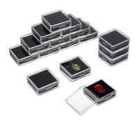 BENECREAT 16 boîte de Rangement en Plastique pour Pierres Précieuses Boîte à Bijoux Carrée Transparente de 4.1x4.1x1.5cm avec Éponge Noire pour Pierres Précieuses Bijoux Affichage