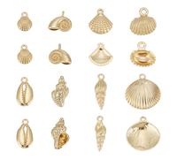 BENECREAT 16 pièce 8 styles Breloques en Alliage Plaqué Or 18 carats Thème Marin Pendentifs en Coquillages Coquillages Coquilles Saint Jacques pour la Fabrication de Boucles D'Oreilles de Colliers