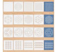 BENECREAT 16 pochoir Sashiko en Plastique 4 styles Points et Lignes 13x13cm Hexagones Botaniques Outil de Broderie Continue Modèle de Ligne pour le Matelassage et la Broderie, Épaisseur de 0.3mm