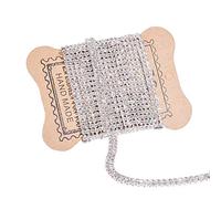 BENECREAT 2 Mètres 2 Rangées Cristal Strass Fermer Chaîne Découper Chaîne Griffe avec des Cartes D'affichage pour Le Mariage Couture Artisanat DIY Décoration, Fond Argenté
