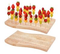 BENECREAT 2 support à Brochettes en Bois Présentoir de Porte Brochettes à 30x16.7 trous en Forme de Vague de 45cm pour les Fêtes D'Anniversaire Barbecues Mariages Ou Vacances Épaisseur de 18mm