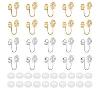 BENECREAT 20 convertisseur de Boucles D'Oreilles à Clip en Laiton Plaqué Or 18 carats 2 convertisseur de Disques Moustiques de Couleurs Or Argent pour Boucles D'Oreilles à Clip pour Oreilles Non