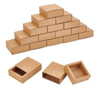 BENECREAT 20 paquet de Boîtes à Tiroirs en Papier Kraft Marron, Boîtes à Biscuits de Boîte-Cadeau Carrée de Papier D'Emballage de 8.3x8.3x3.2cm pour des Cadeaux de Noce, Emballage de Bijoux