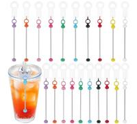 BENECREAT 20 pièce de 10 Couleurs de Breloques Perlées pour Pailles de Gobelet Adaptateurs Pendentif Vierge Perlé Décorations de Pailles Perlées à Faire Soi Même pour Cadeaux Décorations de Fête