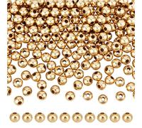BENECREAT 200 perle D'Espacement en Acier Inoxydable de 6mm Perles D'Espacement Rondes Plaquées Or 18K Véritable Perle Lisse en Métal avec Trou de 2.2mm pour la Création de Bracelets Colliers
