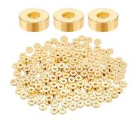 BENECREAT 200pcs 3mm Véritables Perles Rondes en Laiton Plaqué Or 18K, Perles Rondes Entretoises Petite Perle Lisse pour Bracelet Collier Fabrication de Bijoux Fournitures D'Artisanat, Trou: 1 mm