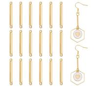 BENECREAT 20PCS 18K Plaqué Or Barre Lien Connecteurs 35x2mm Cuboïde Laiton Liens Connecteurs Pendentif Charmes pour Bracelet Collier Fabrication de Bijoux, Trou: 1mm