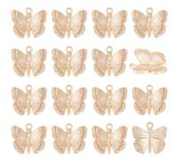 BENECREAT 20PCS en laiton papillon charmes 18K plaqué or pour bricolage collier Bracelet boucles d'oreilles fabrication de bijoux, 10x11x3mm