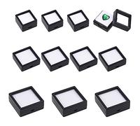 BENECREAT 24 Pack 3 Taille Noir Boîte de Présentation de Pierres Précieuses, Diamond Show Case Container avec Couvercles Supérieurs Transparents pour Pierres Précieuses, Pièces, Emballage de Bijoux