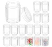 BENECREAT 24 Pack 40ML Vide en Plastique Transparent Perle de Stockage Pot Récipient avec Bouchon à vis Arrondi Couvercles pour Perles, Nail Art, Paillette et crème Voyage (39mm x 50 mm)