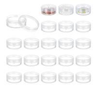 BENECREAT 24 Paquet 20ml vide en plastique transparent Perle Conteneur Pot Voyage avec Arrondis bouchon à visser Couvercles pour perles, Nail Art, Paillette, maquillage, cosmétiques et crème