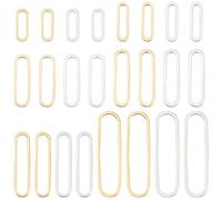 BENECREAT 24 PCS Véritable Plaqué Or 24k et 925 Anneaux de Liaison en Laiton Plaqué Argent, 12 Styles D'Anneaux de Liaison Ovales en Laiton Plaqué Or pour Bracelets, Colliers
