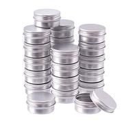 BENECREAT 24 Pots de bidon en Aluminium de 20 ML, boîtes de bidon en Aluminium Rondes, Contenant de cosmétique avec Couvercle à Bouchon à Visser, pour Bricolage-Platine