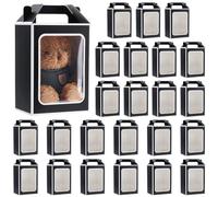 BENECREAT 24 sac Cadeau en Papier Kraft Sacs Fourre Tout en Papier de 25x18x13cm avec Fenêtre Transparente Coffrets Cadeaux pour Fêtes de Mariage Enterrements de Vie de Jeune Fille et Festivals (NOIR)