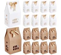 BENECREAT 24pcs 2 Couleurs Boîtes Cadeau en Forme de Maison Boîtes à Friandises en Forme de Maison pour Fêtes Mariages Noël Occasions Spéciales 10.1x7.2x18.3cm