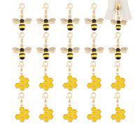 BENECREAT 24pcs Abeilles et Nid d'abeille Alliage Émail Fermeture Éclair Pendentifs avec Fermoirs à Pince de Homard en Alliage et Anneaux de Saut Ouverts pour Porte-Clés Artisanat Fabrication