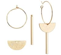 BENECREAT 24pcs Demi-Rond Géométrique en Laiton Pendentif à Breloque 18K Plaqué Or Cuboïde Charme avec Boucles d'oreilles Créoles pour Bricolage Fabrication de Boucles d'oreilles