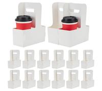 BENECREAT 25 poignée de Porte Boisson Blanche pour 2 tasses, Porte Gobelet en Carton Porte Gobelet à Café pour Boissons Sortir Livraison de Services de Restauration,17.6x8x22cm