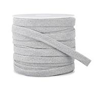 BENECREAT 25m Cordon de Remplacement Plat Gris, Cordon de Tirage en Coton Doux à Double Couche pour Accessoires de Vêtement