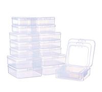 BENECREAT 27 Pack Taille Mixte Rectangle Mini Transparent Perle en Plastique Conteneurs De Stockage avec Couvercle pour Articles, Pilules, Herbes, Perle Minuscule, Bijoux