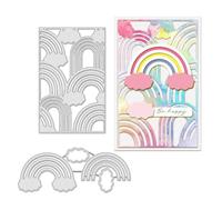 BENECREAT 2pcs Matrices de Découpe Arc-en-Ciel, Pochoirs en Métal pour Bulletin de Fond Arc-en-Ciel, Pochoirs de Gaufrage Décoratifs pour Album Photo, Fabrication de Cartes de Vœux, Épaisseur: 0.8mm