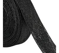 BENECREAT 2Pcs Ruban en Maille Sinamay de 2 m 18mm Chapellerie Filet Tissu Maille Noir Sinamay Biais Bande de Liaison Chapeau Rubans Décoratifs pour la Fabrication de Chapeaux de Chapellerie