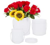 BENECREAT 3 boîte Cadeau Ronde Blanche Boîtes à Chapeaux pour Bouquets de Fleurs avec Couvercles pour Compositions Florales Demoiselle D'Honneur Proposition Mariage Anniversaire Fête