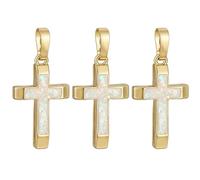 BENECREAT 3 breloque Croix Plaquée Or 18K Pendentifs en Opale Synthétique Pendentif Crucifix pour la Création de Bijoux (Bracelets Colliers) Cadeau de Fête 20.5x12.5x3.5mm (Rose Brumeux)