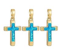 BENECREAT 3 breloque Croix Plaquée Or 18K Pendentifs en Opale Synthétique Pendentif Crucifix pour la Création de Bijoux (Bracelets Colliers) Cadeau de Fête 20.5x12.5x3.5mm (Bleu Ciel Profond)