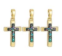 BENECREAT 3 breloque Croix Plaquée Or 18K Pendentifs en Opale Synthétique Pendentif Crucifix pour la Création de Bijoux (Bracelets Colliers) Cadeau de Fête 20.5x12.5x3.5mm (Vert Foncé)