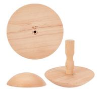 BENECREAT 3 Ensembles Moules Supérieurs en Céramique en Bois, Outils de Presse de Plaque de Poterie de 114/140/165mm avec Poignée pour le Moule de Presse D'Affaissement de Plat de Bols de Bricolage