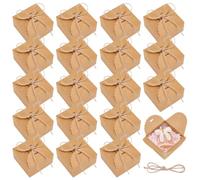 BENECREAT 30 Paquets 8.9x8.9x5cm Petites Boîtes Cadeaux Pérou avec Corde en Jute, Boîtes Cadeaux Carrées pour Boîtes Cadeaux en Papier avec Corde pour Anniversaire Noël Fête Emballage de Faveurs
