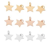 BENECREAT 30 pièces 3 Couleurs Mélangées 304 Breloques Étoiles en Acier Inoxydable Pendantes Plates Mini Pendentifs (12x11mm) pour la Fabrication de Bijoux Collier à Faire Soi-Même Bracelet